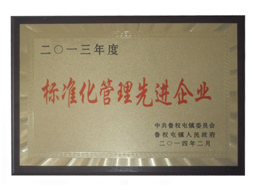 標(biāo)準(zhǔn)化管理先進(jìn)企業(yè)